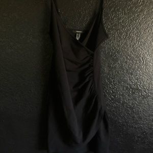 Forever 21 black strap side slit ruffle dress